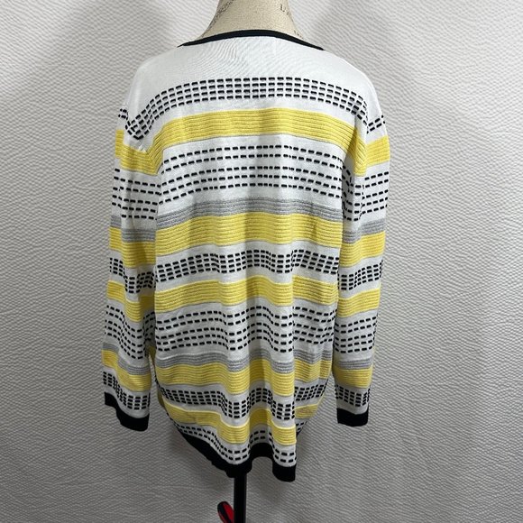 Alfred Dunner Long Sleeve Textured Stripe Chevron Sweater Asymmetrical 2X - Picture 5 of 7